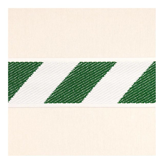 Schumacher Airmail I Indoor/Outdoor Tape, Green & Ivory For Sale