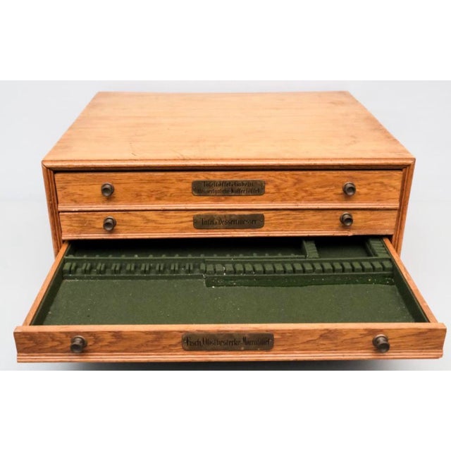 Brown Antique German Oak Silver Flatware Chest For Sale - Image 8 of 11