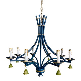 1960s Metal Faux Bamboo Pagoda Chandelier For Sale