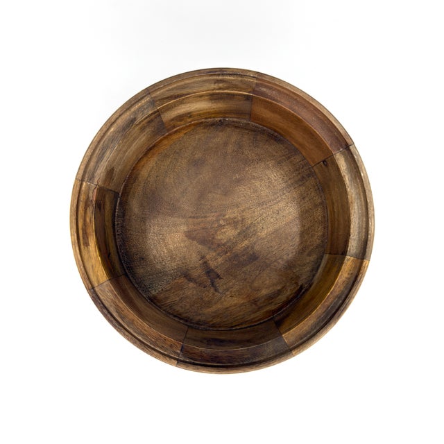Indian Handcrafted Indian Mango Wood Round Box With Stunning Etched Brass Lid For Sale - Image 3 of 9