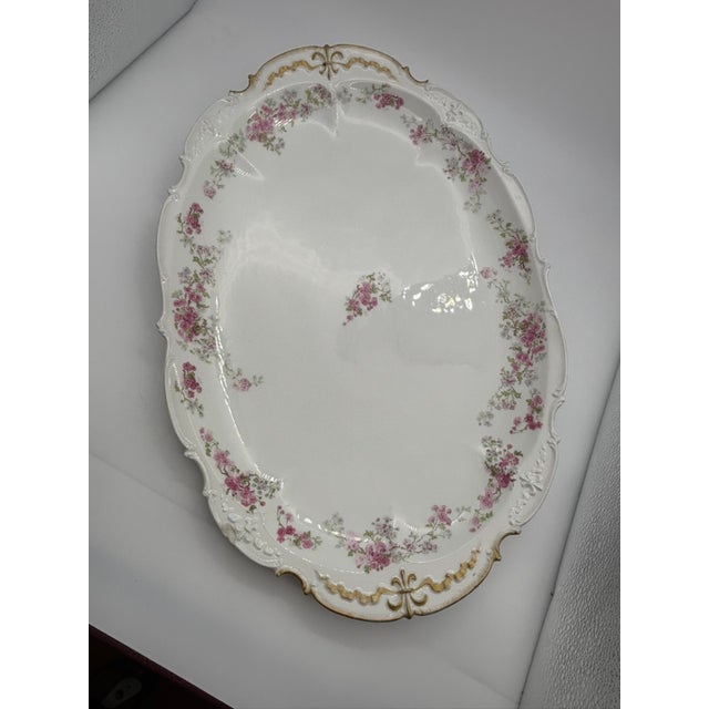 Beautiful, large, Limoges C.H. Field Haviland GOA porcelain antique platter features fleur de lis gilt details at the...