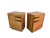 Wood 1950s Flame Wood Nightstands – Pair, Blond Finish With Black Handles For Sale - Image 7 of 8