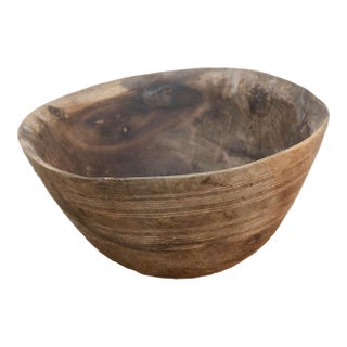 Rounded Wooden Butter Pot From African For Sale