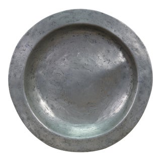 Antique 18th Century Primitive Pewter Serving Plate Charger 12" For Sale