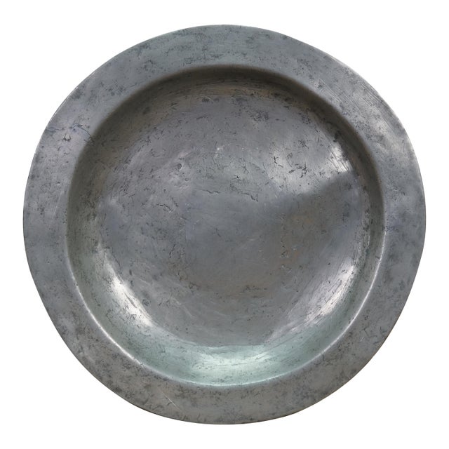 Antique 18th Century Primitive Pewter Serving Plate Charger 12" For Sale