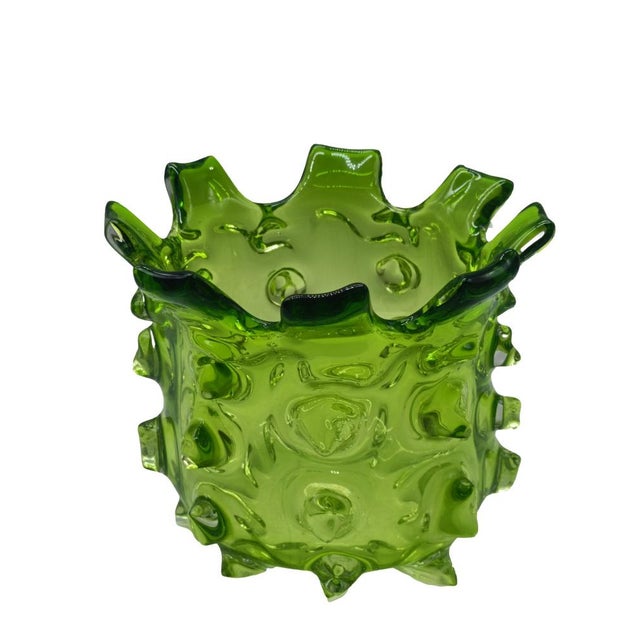 Glass Sculptural Grass-Green Murano Glass Vase, Italy, 1970s For Sale - Image 7 of 7