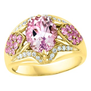 3.5 Carat Morganite and Diamond Cocktail Ring 18 Karat Rose Gold For Sale