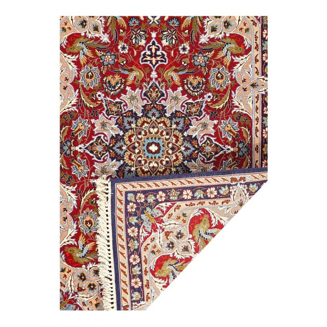 Traditional Pasargad DC Fine Hand Knotted Silk & Wool Isfahan Rug For Sale - Image 3 of 3