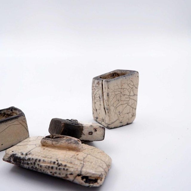 White Fond dAtelier Ceramics from N.Lebrun, Belgium, 1970s, Set of 5 For Sale - Image 4 of 12