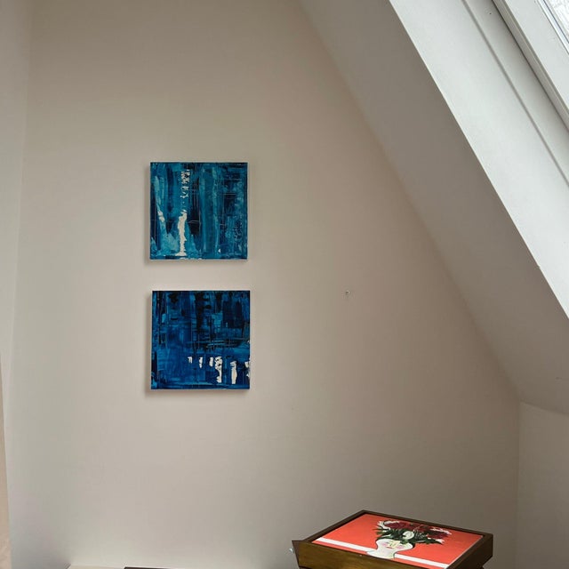 Gerhard Diptych Abstract Expressionism Acrylic Painting by Shabs Beigh For Sale - Image 4 of 10