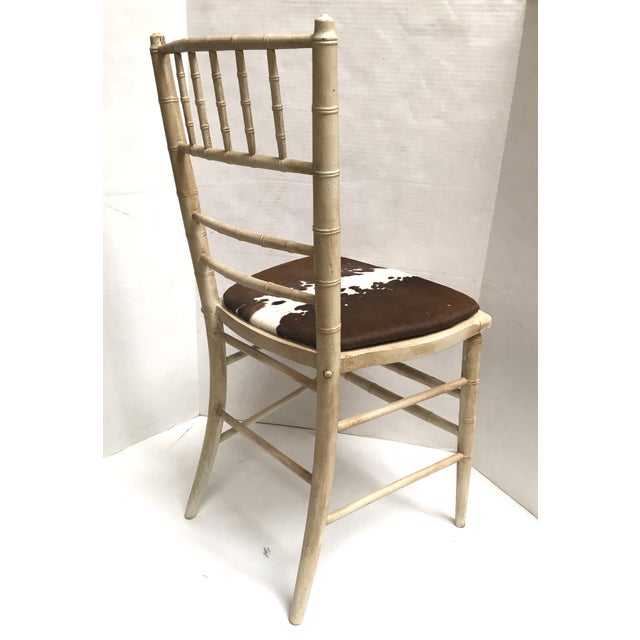 Faux Bamboo Painted Accent Chair with Cowhide Seat Chairish