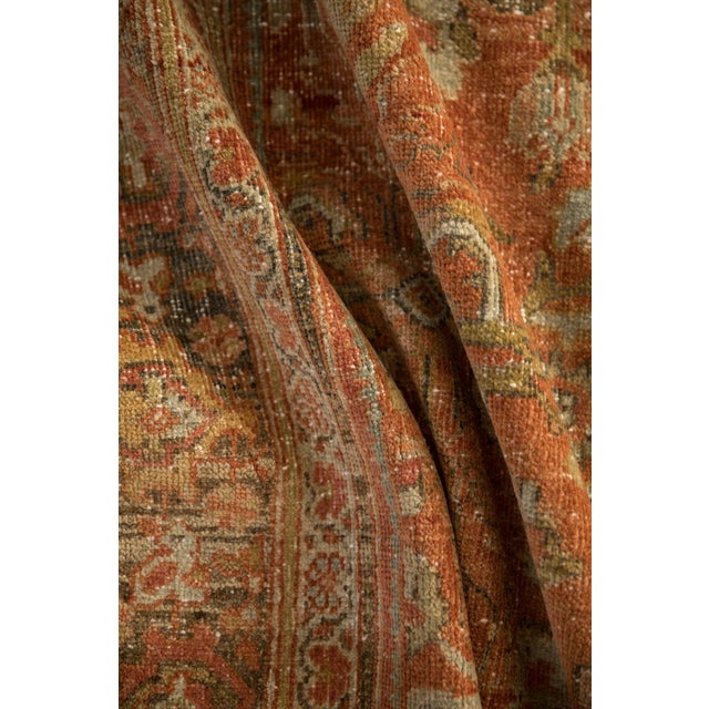 Red Vintage Distressed Mahal Carpet - 6'11" x 9'7" For Sale - Image 8 of 10