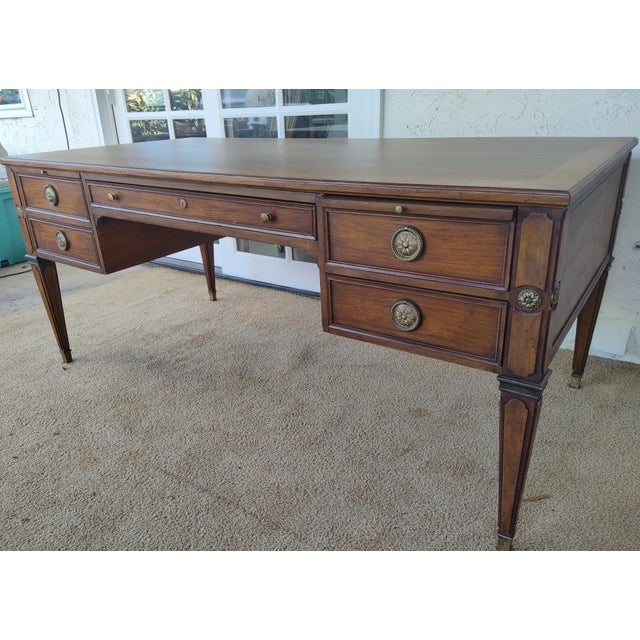 French French Style Partner's Desk by Baker, Circa 1970s For Sale - Image 3 of 18
