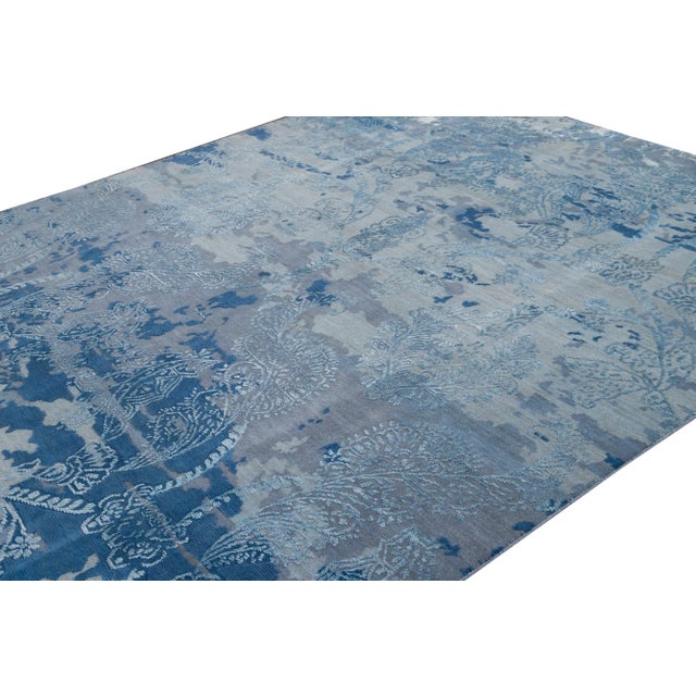 21st Century Modernn Wool & Silk Indian Rug For Sale - Image 11 of 13