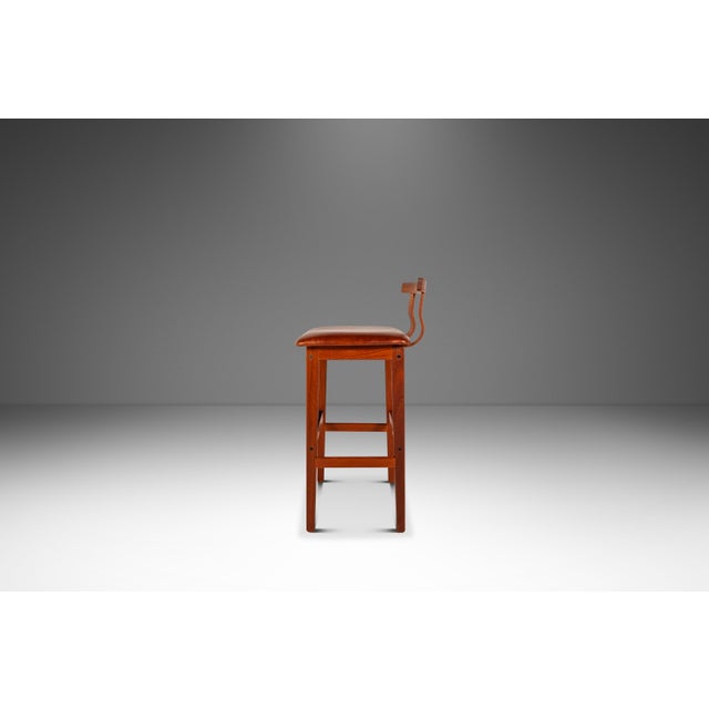 Brown Rare Mid-Century Danish Modern Barstool in Teak & Leather by Knud Bent for Korup Stolefabrik, Denmark, C. 1960s For Sale - Image 8 of 18