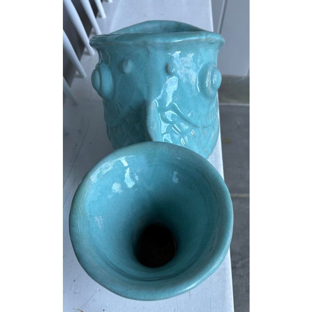 Gladding, McBean Glazed Pottery Koi Fish Planter in Turquoise After Gladding, McBean For Sale - Image 4 of 11