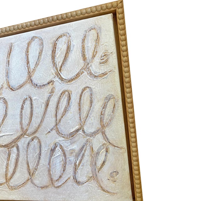 Abstract Abstract Calligraphic Script Oil Painting: Framed Contemporary Fine Art Canvas (13.5" X 13.5") For Sale - Image 3 of 5