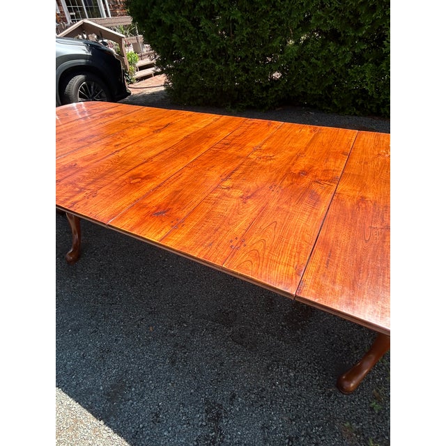 Monumental Vintage Walnut Dining Table With Queen Anne Style Pedestals For Sale - Image 16 of 18