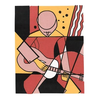 1980s Greg Baldwin Modern Guitar Player Serigraph For Sale