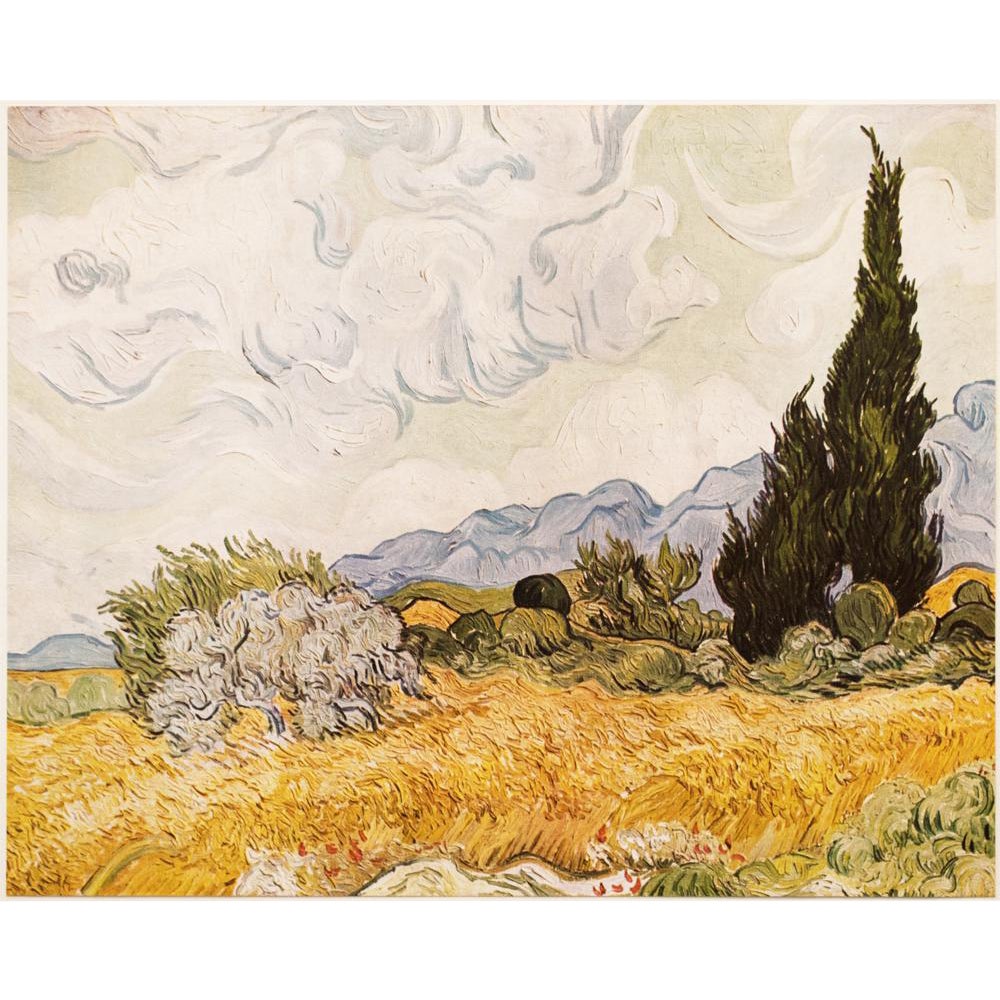 1950s Van Gogh Wheat Field With Cypresses First Edition Lithograph Chairish