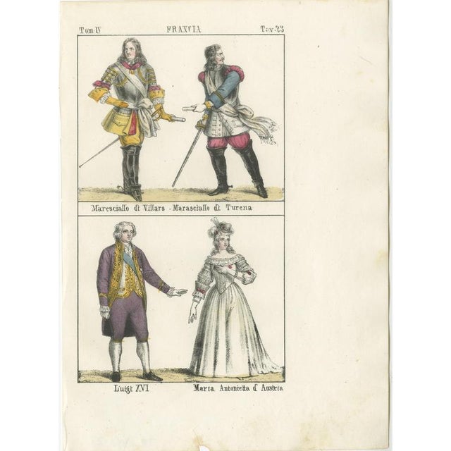 Marshals Villars and Turenne with Louis XVI and Marie Antoinette, 1842, Paper For Sale - Image 3 of 8