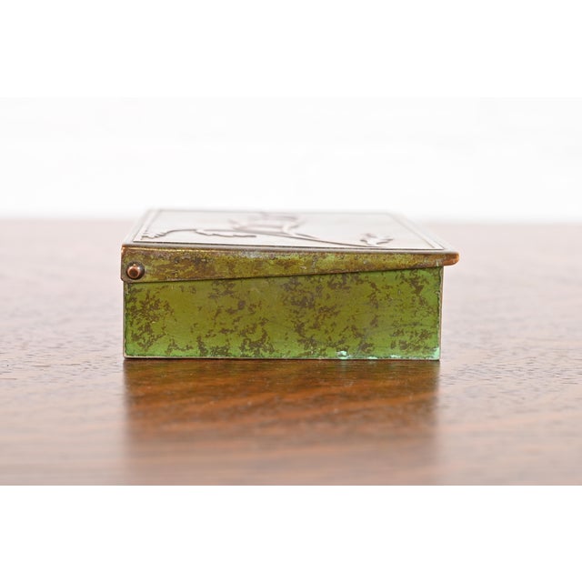 Early 20th Century Heintz Arts & Crafts Sterling Silver on Bronze Humidor or Cigarette Box For Sale - Image 5 of 12