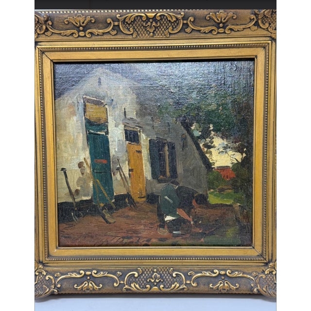 Pieter Adrianus "Piet" Schipperus Original Oil on Wood Farmhouse 1924 For Sale - Image 4 of 13