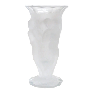 Bohemia Desna Art Nouveau Style Frosted Crystal Sculptural 3 Nymphs Vase 4532b
