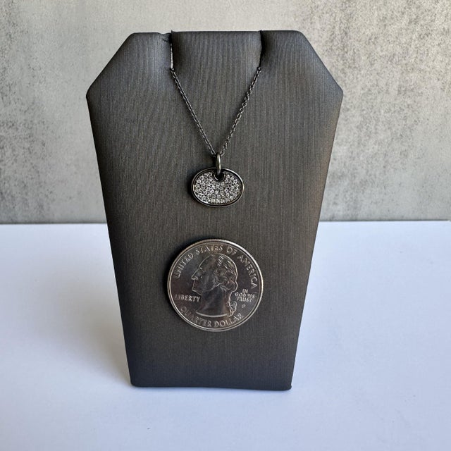 Diamond Disc Necklace in 14kt Gold With Black Rhodium Plating - 0.18ctw Diamonds For Sale - Image 4 of 5