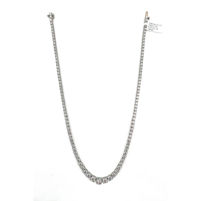 17.54 Ct Riviera Graduated Diamond Necklace - Platinum For Sale - Image 9 of 9