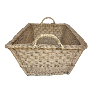 Vintage 1930s European Woven Wicker Rectangular Market Basket