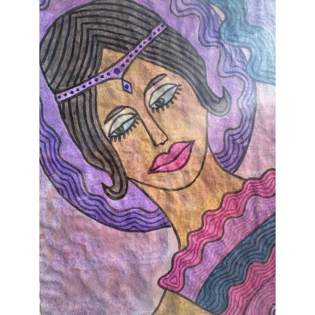 Original art painting done in oil pastel and mixed media. Contemporary Folk Art Expressionism colorful and bold painting...