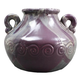 Tony Evans 1987 Signed Vintage Raku Studio Art Pottery Vase With Handles For Sale