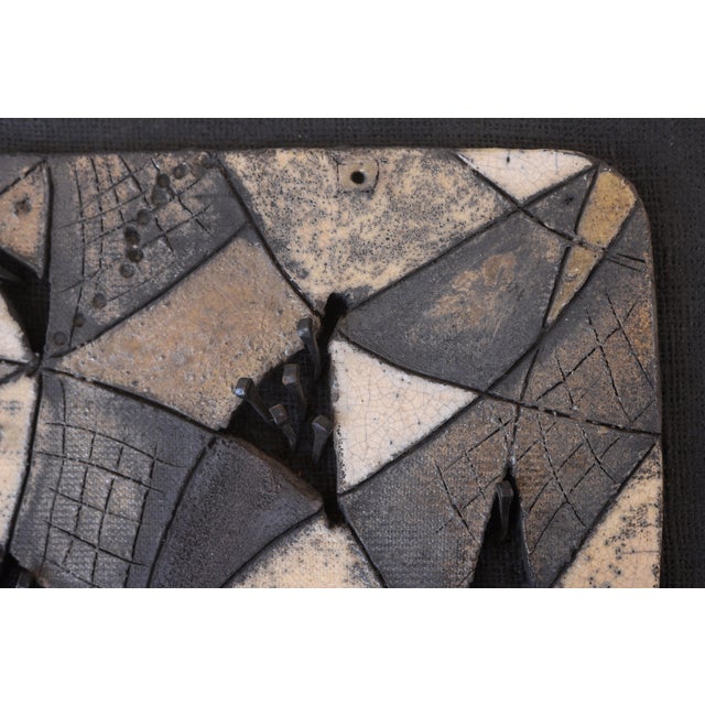 Vintage Abstract Brutalist Ceramic & Nail Art Wall Sculpture For Sale In San Francisco - Image 6 of 10
