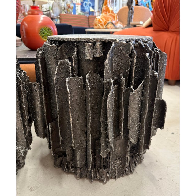 Brutalist Corinthian Pod Tables in Torch Cut Steel by James Bearden For Sale - Image 9 of 12