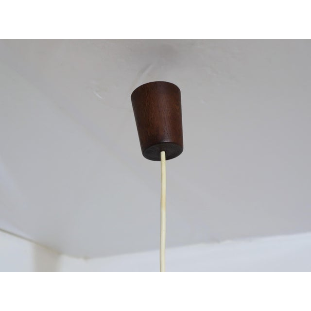 Italian Cocoon Globe Pendant Lamp with Teak Details, 1970s For Sale - Image 8 of 11