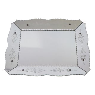 Venetian Etched Rectangular Wall Mirror, 1960s For Sale