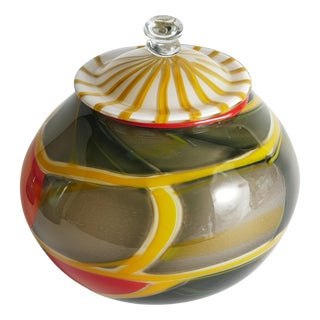 Large Studio Glass Lidded Jar by Ragnar Klenell, Sweden, 2012 For Sale