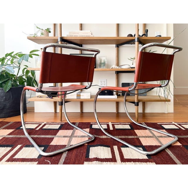 (8) 1990s Attributed to Mies Van Der Rohe Cantilever Chairs For Sale - Image 4 of 6