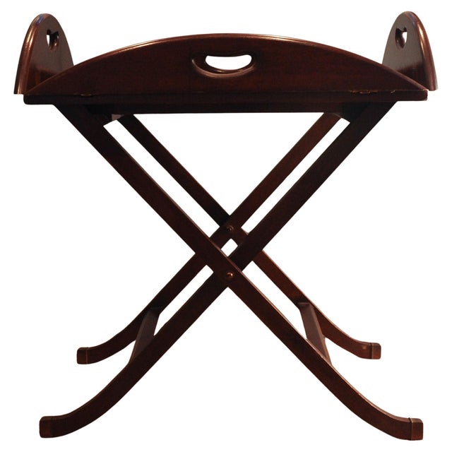 1920s George III Butlers Tray with Folding Stand, Set of 2 For Sale - Image 5 of 14