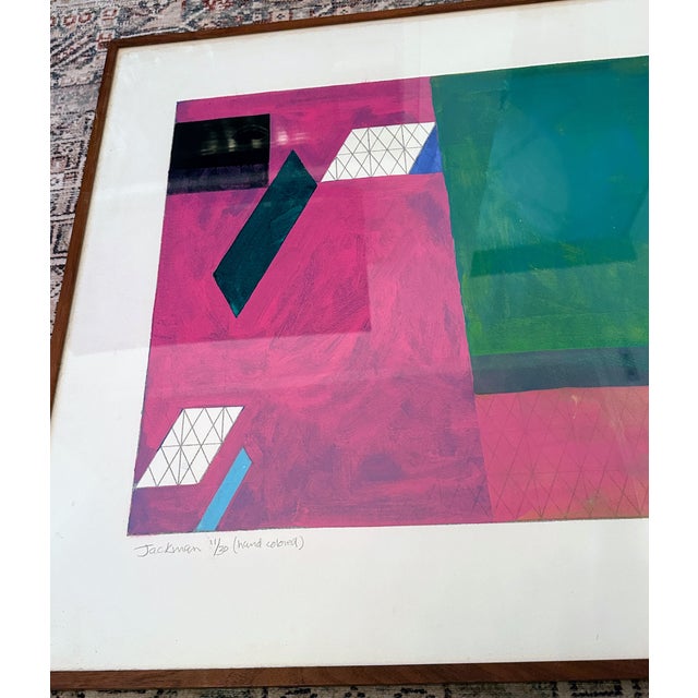 1970s Original Signed Arlene Slavin "Jackman 1975" Large Framed Screenprint With Acrylic For Sale - Image 5 of 12