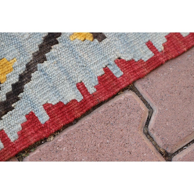 1960s Tribal Red Hand Knotted Kilim Rug For Sale - Image 4 of 9