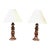 Pair of Mid Century Wood and Brass Lamps For Sale