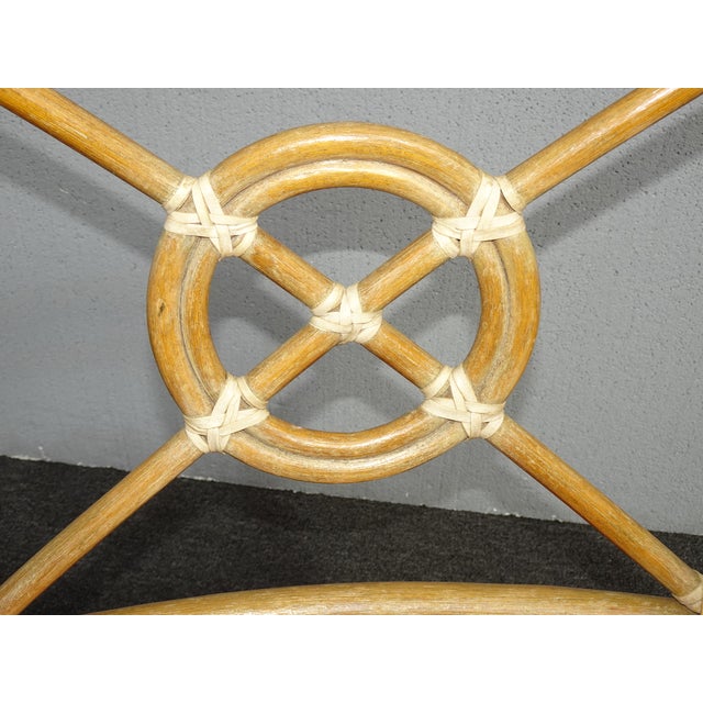 Brown Vintage McGuire Mid Century Target Back Bamboo Arm Chair ~Dining Chair W Leather For Sale - Image 8 of 12