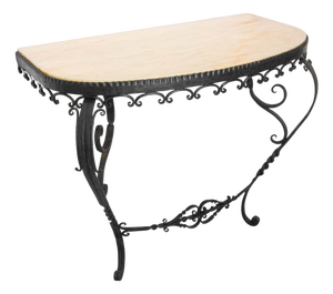 French Console Table in Wrought Iron with Marble Top, 1960