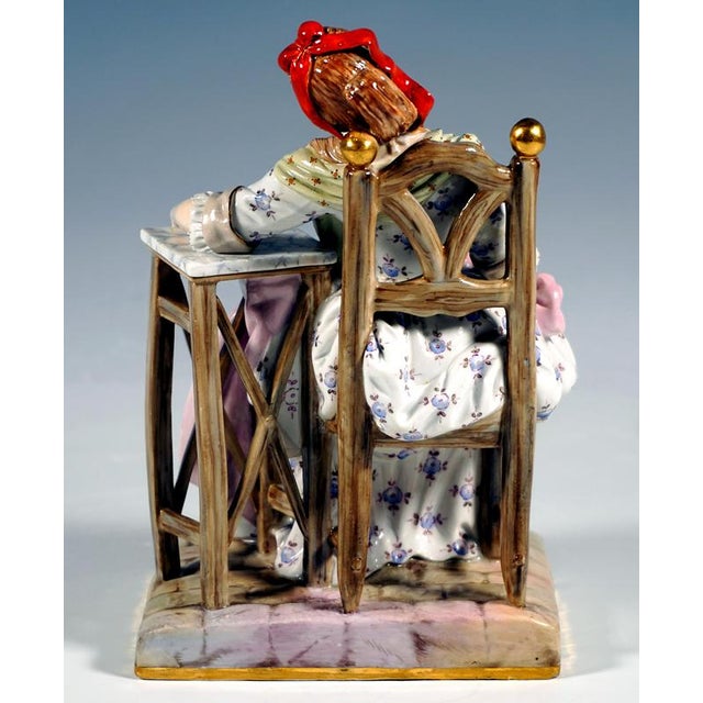 Rococo Large Genre Figurine by M.V. Acier for Meissen, Germany, 1850 For Sale - Image 3 of 7