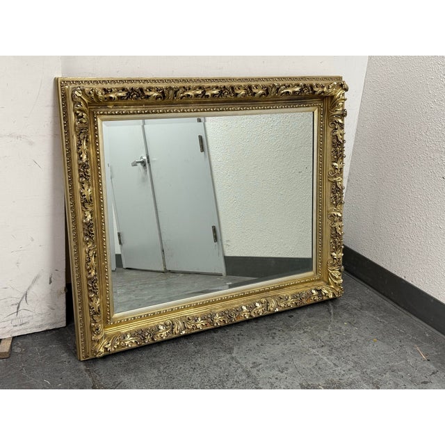 Gold Vintage Gold Finish Ornate Wall Mirror For Sale - Image 8 of 12