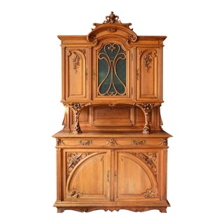 Vintage C.1878 - C.1910 French Art Nouveau Phenomenal & Intricate, Hand-Carved 5-Piece Breakfront Server/Sideboard For Sale