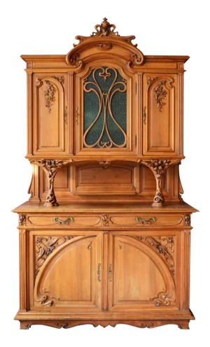 Vintage C.1878-C.1910 French Art Nouveau Phenomenal & Intricate, Hand-Carved 5-Piece Breakfront Server/Sideboard