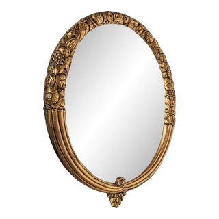 French Art Deco Gold Gilt Round Mirror by Sue and Mare For Sale
